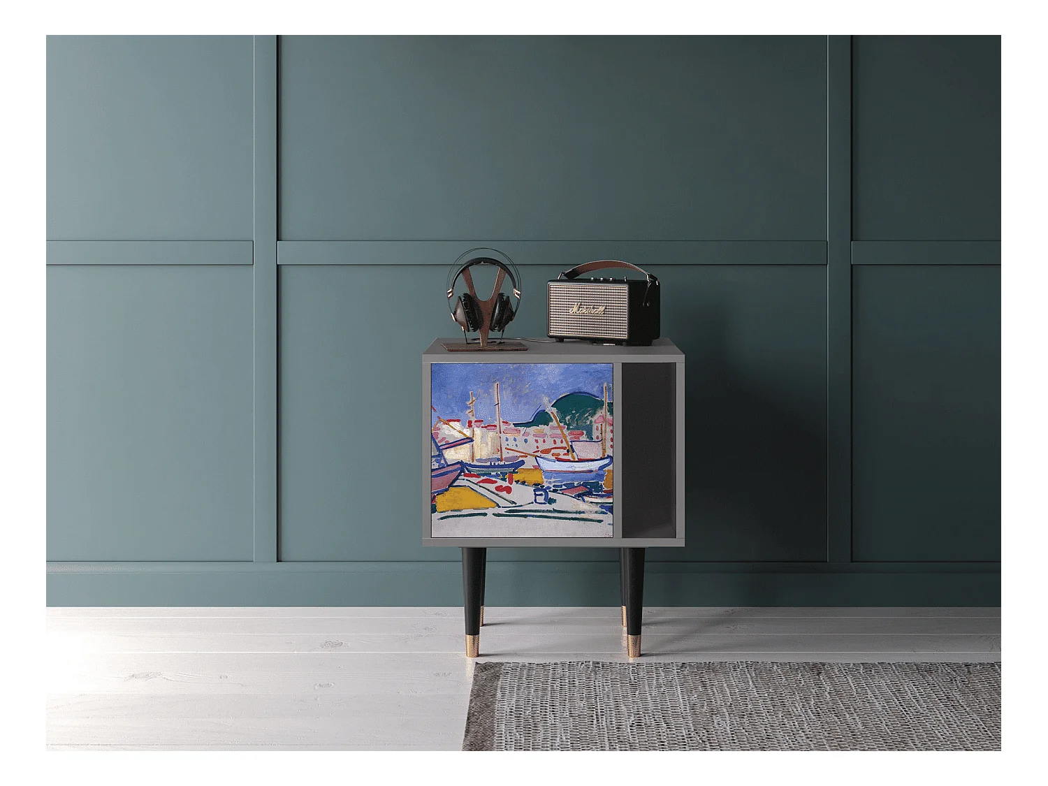 Table de nuit - 57х69х48 cm - S2 - The Port of Collioure , Gris
