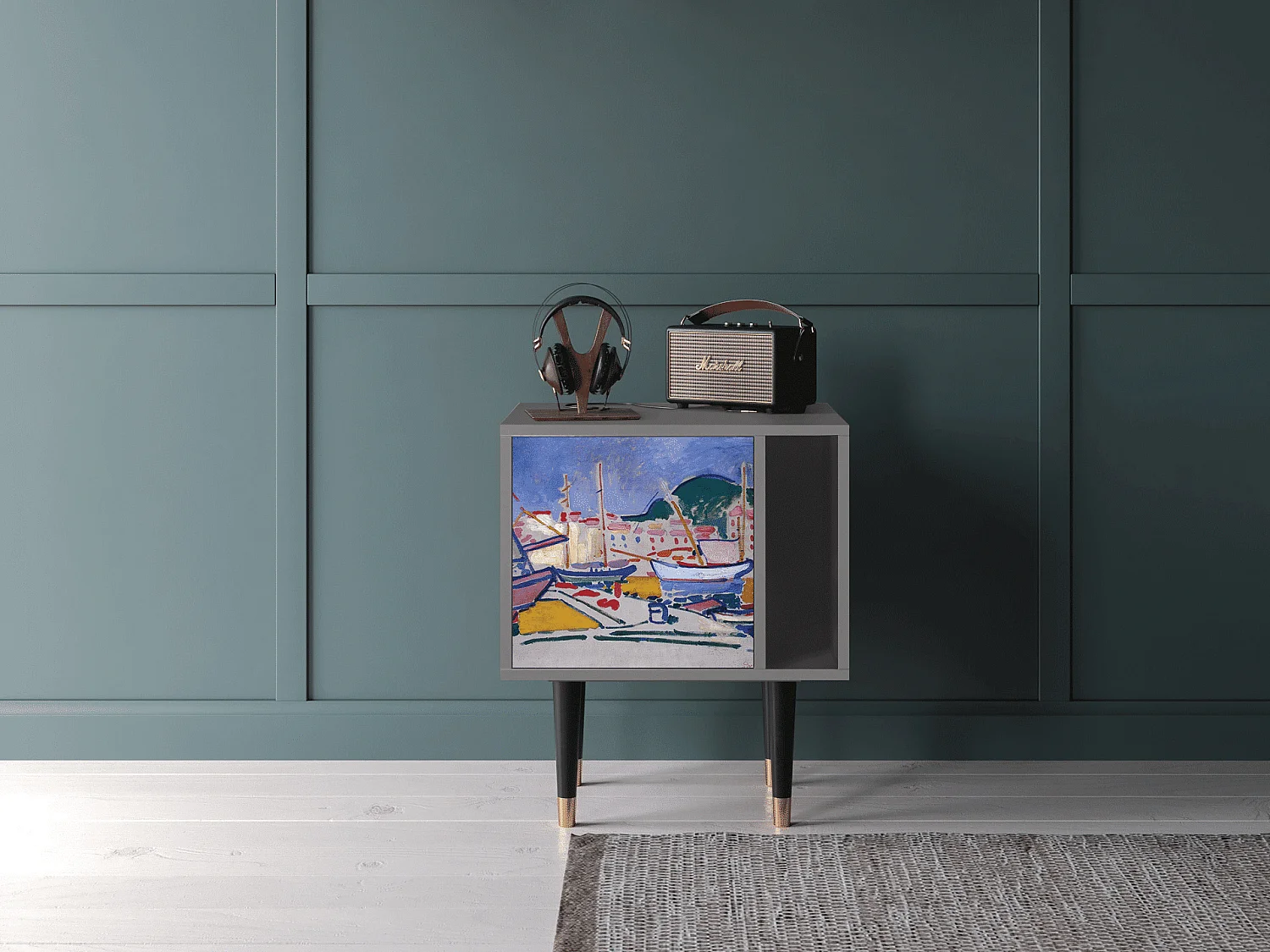 Table de nuit - 57х69х48 cm - S2 - The Port of Collioure , Gris