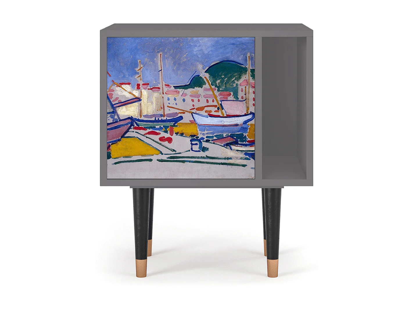 Stolik nocny - 57х69х48 cm - S2 - The Port of Collioure , Szary