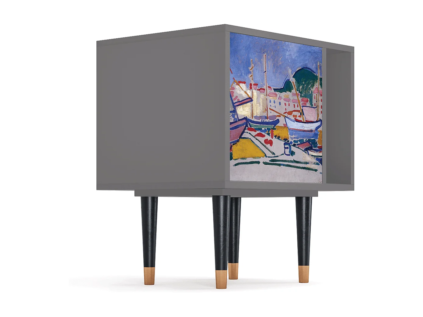 Stolik nocny - 57х69х48 cm - S2 - The Port of Collioure , Szary