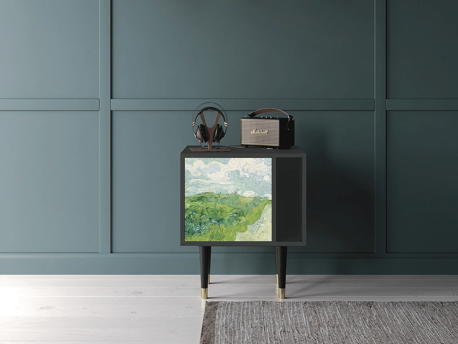 Nachtkastje - 57х69х48 cm - S2 - Green Wheat Fields, Antraciet