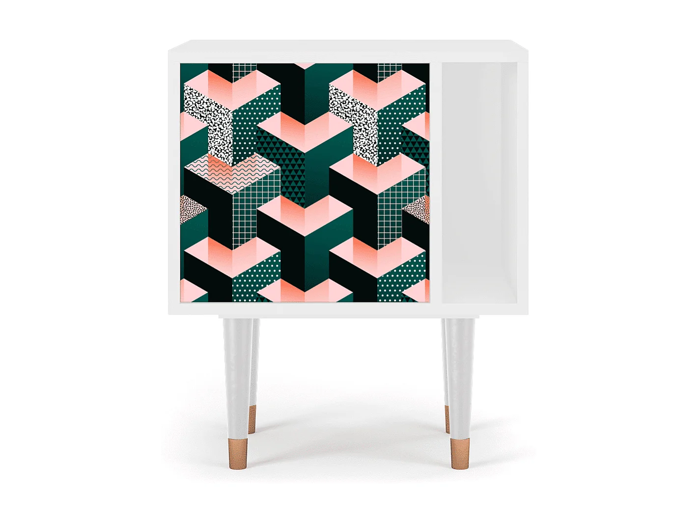 Table de nuit - 57х69х48 cm - S2 - Geometric Madness, Blanc