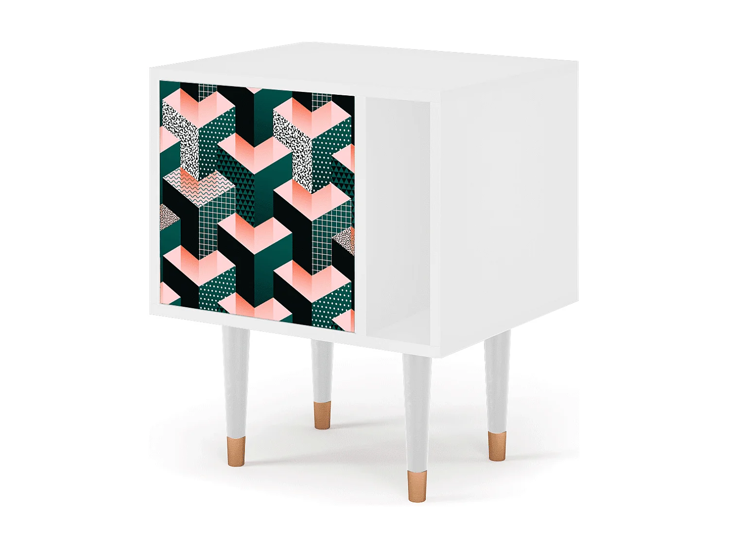 Table de nuit - 57х69х48 cm - S2 - Geometric Madness, Blanc