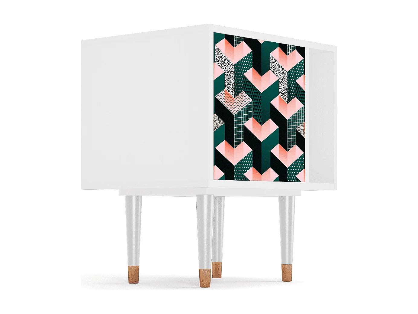 Table de nuit - 57х69х48 cm - S2 - Geometric Madness, Blanc