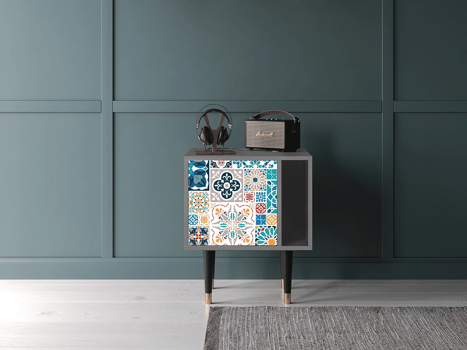 Stolik nocny - 57х69х48 cm - S2 - Moroccan Market, Szary