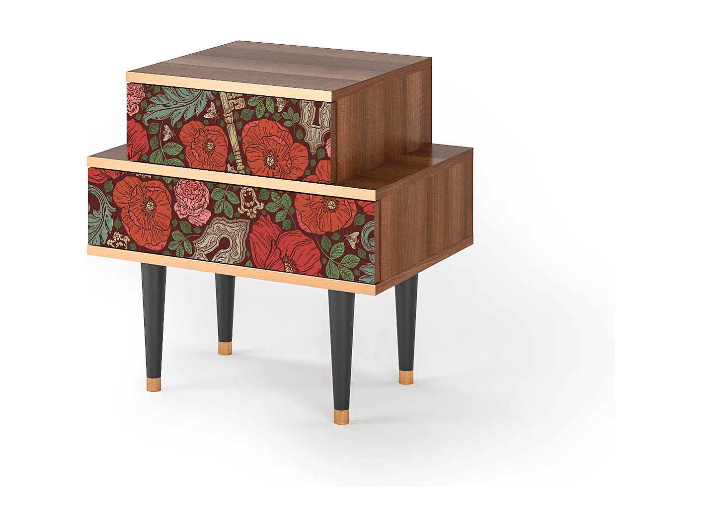 Stolik nocny - 58х58х41 cm - NS1 - Poppy Garden, Orzech