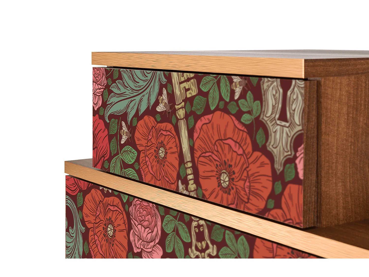 Stolik nocny - 58х58х41 cm - NS1 - Poppy Garden, Orzech