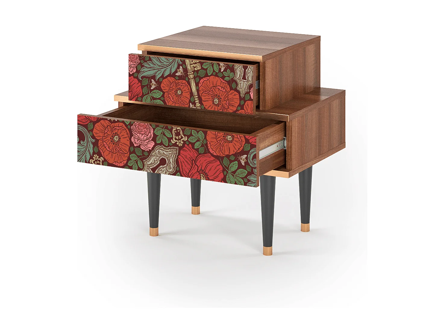 Stolik nocny - 58х58х41 cm - NS1 - Poppy Garden, Orzech