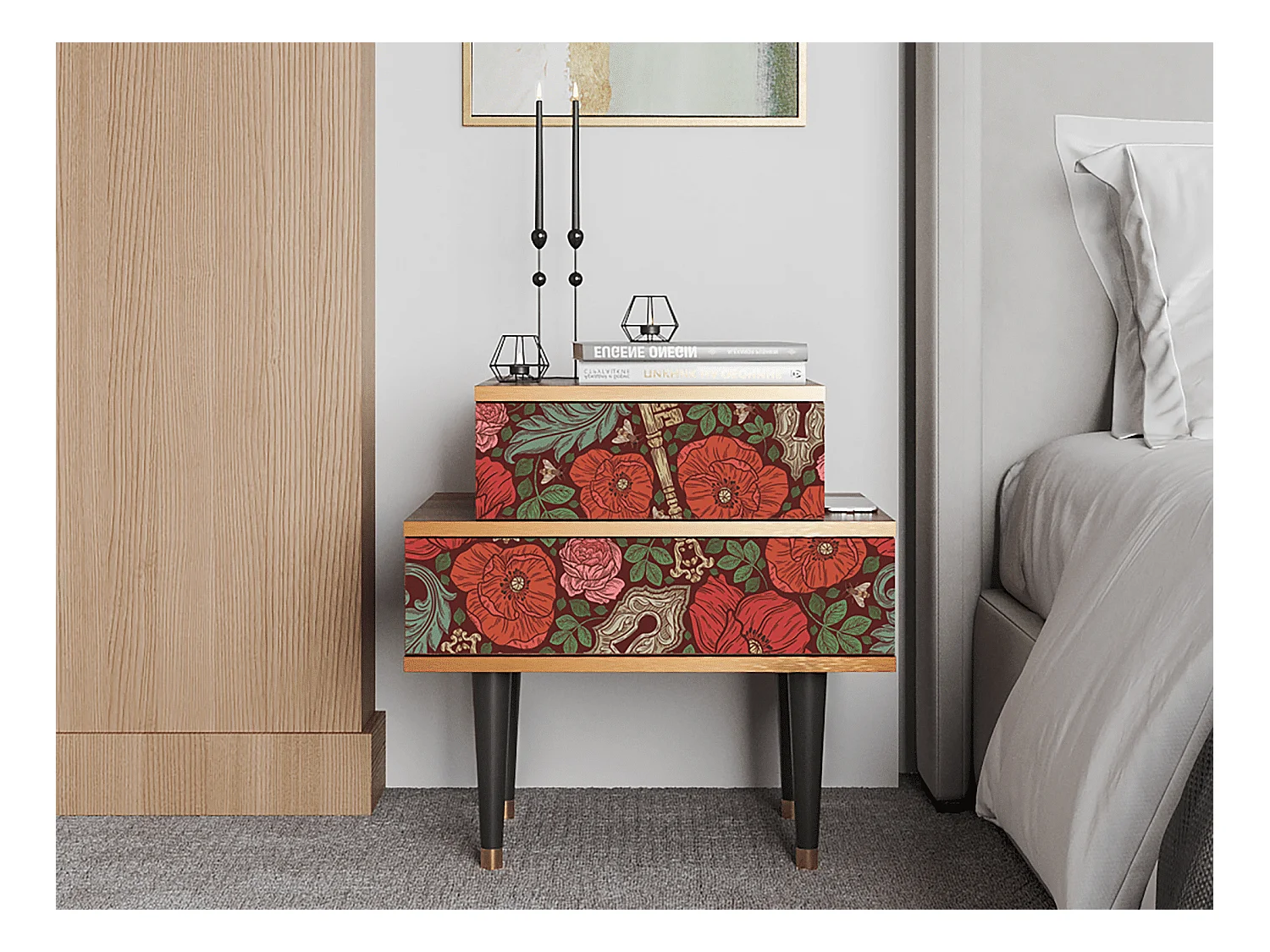 Nachttisch - 58х58х41 cm - NS1 - Poppy Garden, Walnuss