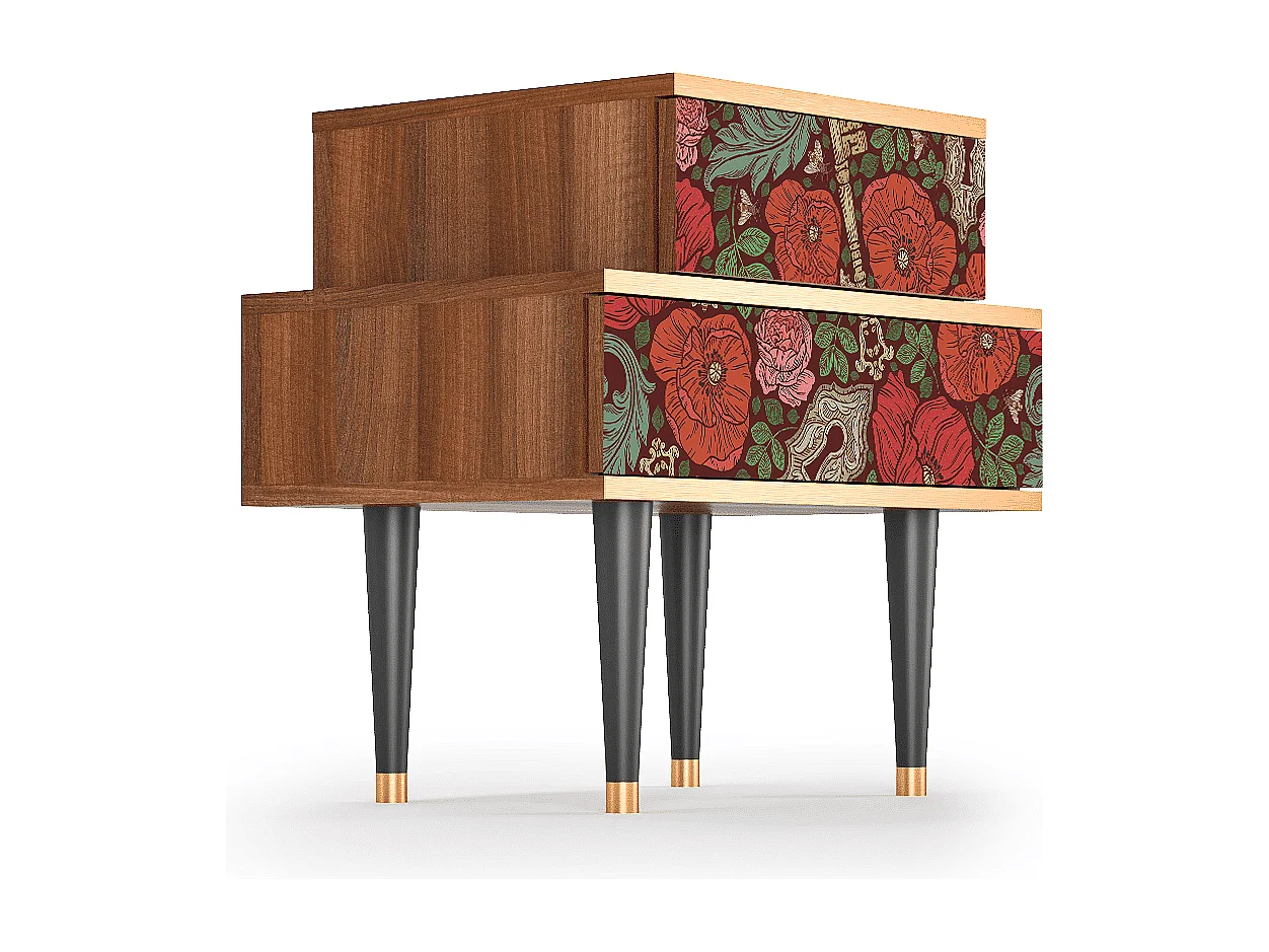 Criado-mudo - 58х58х41 cm - NS1 - Poppy Garden, Nogueira