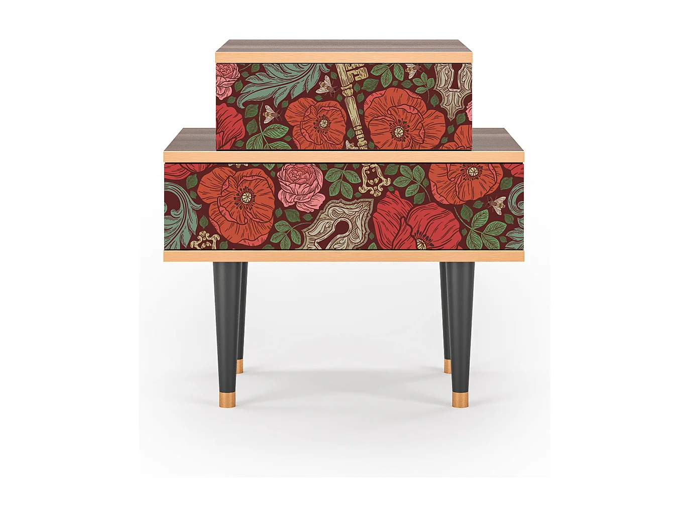 Table de nuit - 58х58х41 cm - NS1 - Poppy Garden, Noyer