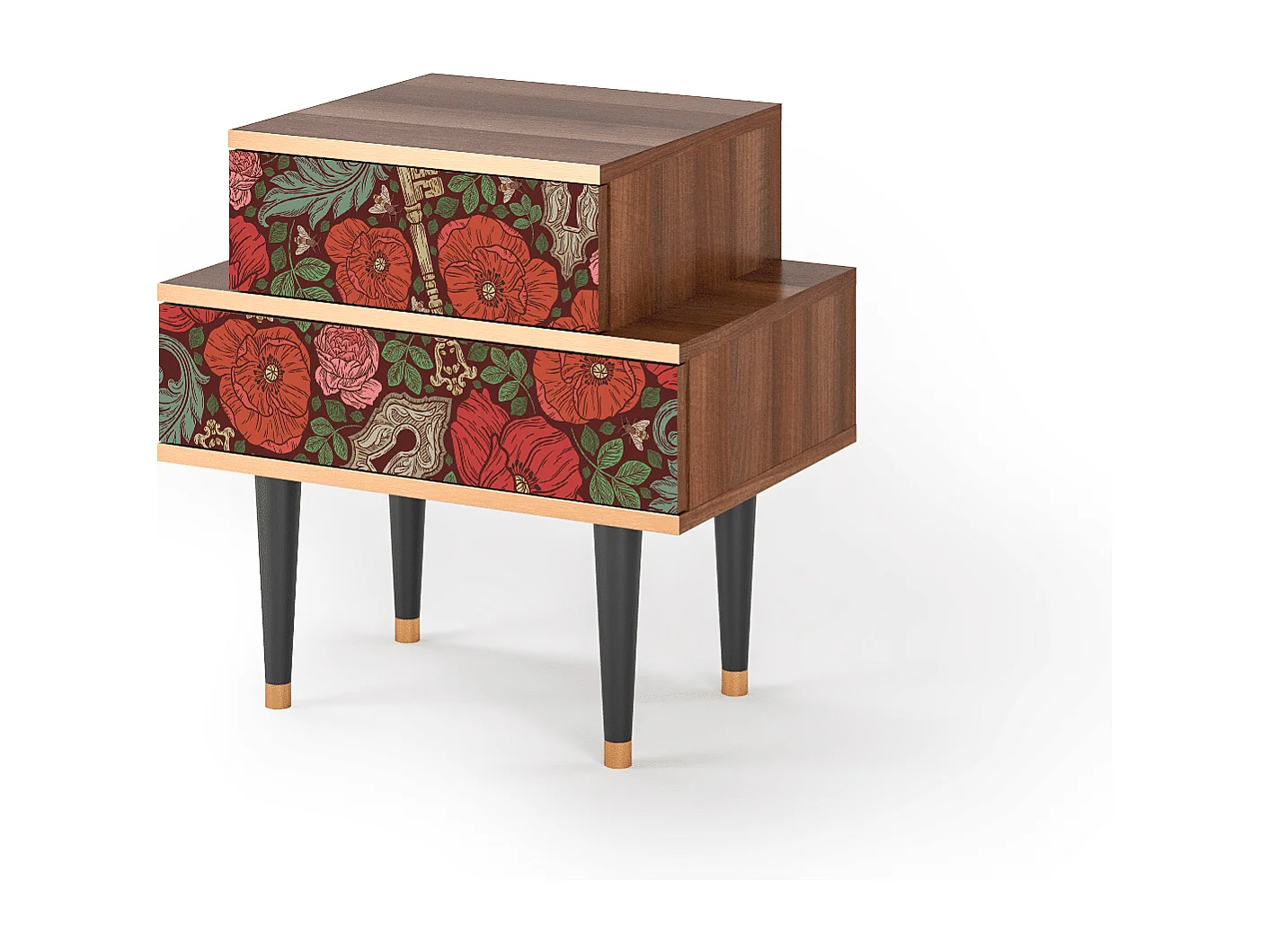 Table de nuit - 58х58х41 cm - NS1 - Poppy Garden, Noyer