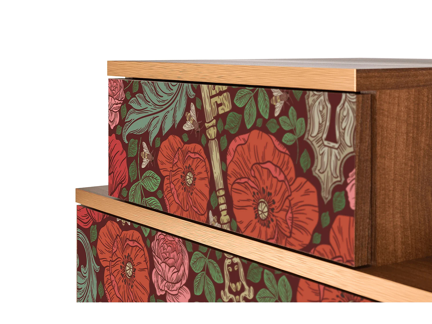 Table de nuit - 58х58х41 cm - NS1 - Poppy Garden, Noyer