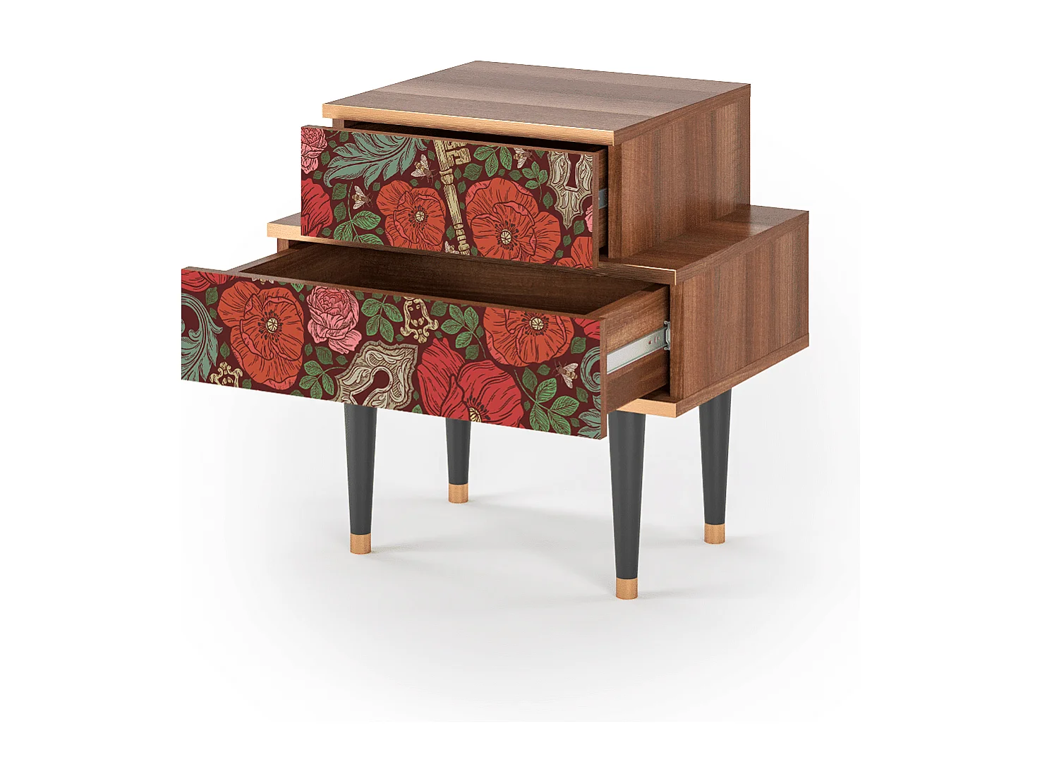 Table de nuit - 58х58х41 cm - NS1 - Poppy Garden, Noyer