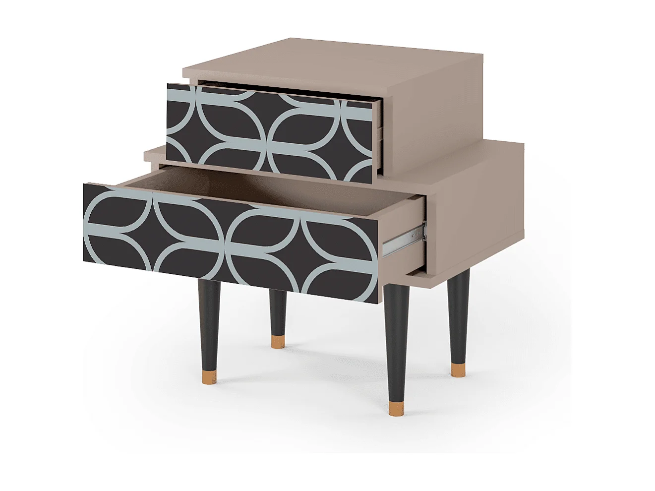 Stolik nocny - 58х58х41 cm - NS1 - Braided Blue, Latte