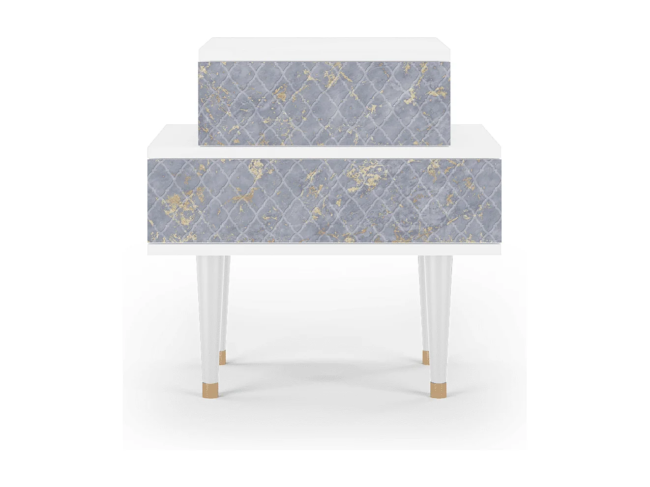 Stolik nocny - 58х58х41 cm - NS1 - Golden Smoke, Biały