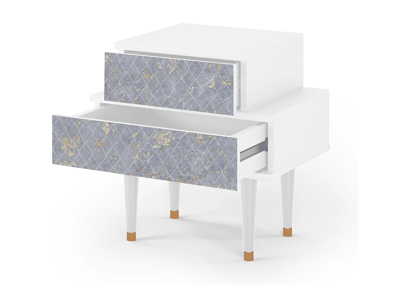 Stolik nocny - 58х58х41 cm - NS1 - Golden Smoke, Biały