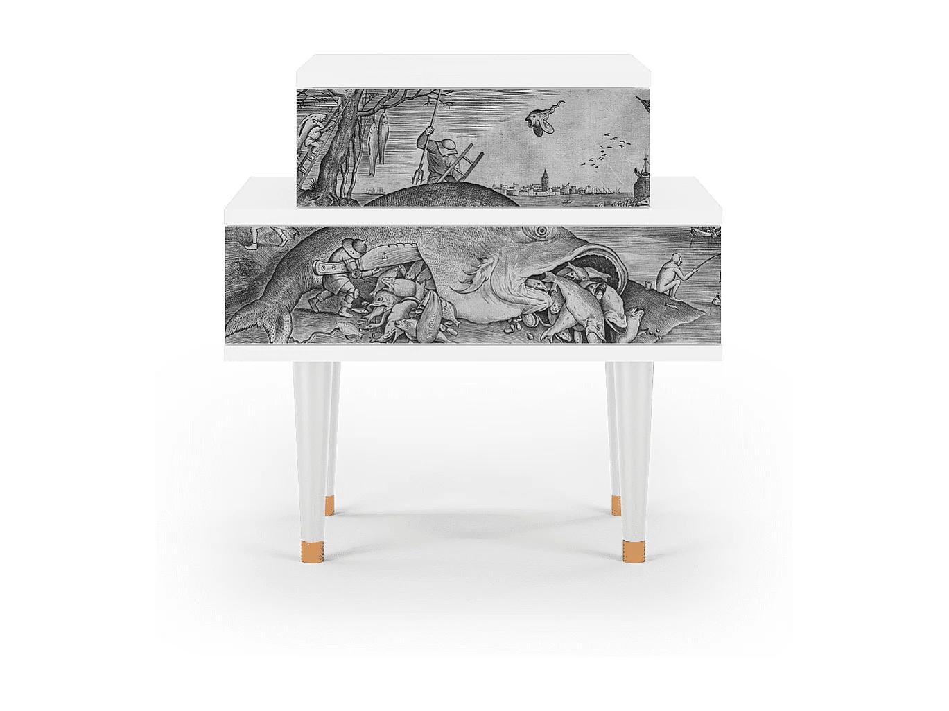 Comodino - 58х58х41 cm - NS1 - Big Fish Eat Little, Bianco