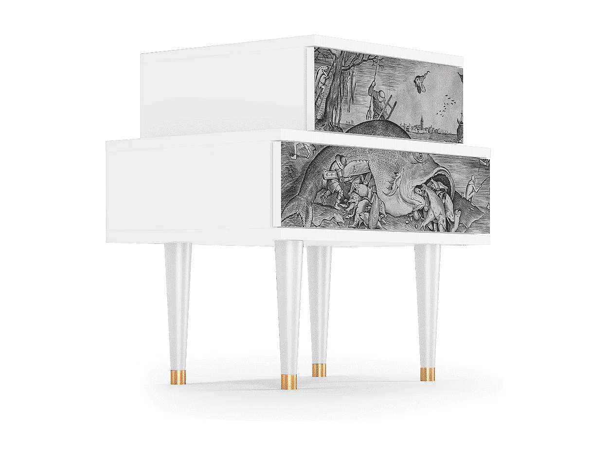 Comodino - 58х58х41 cm - NS1 - Big Fish Eat Little, Bianco