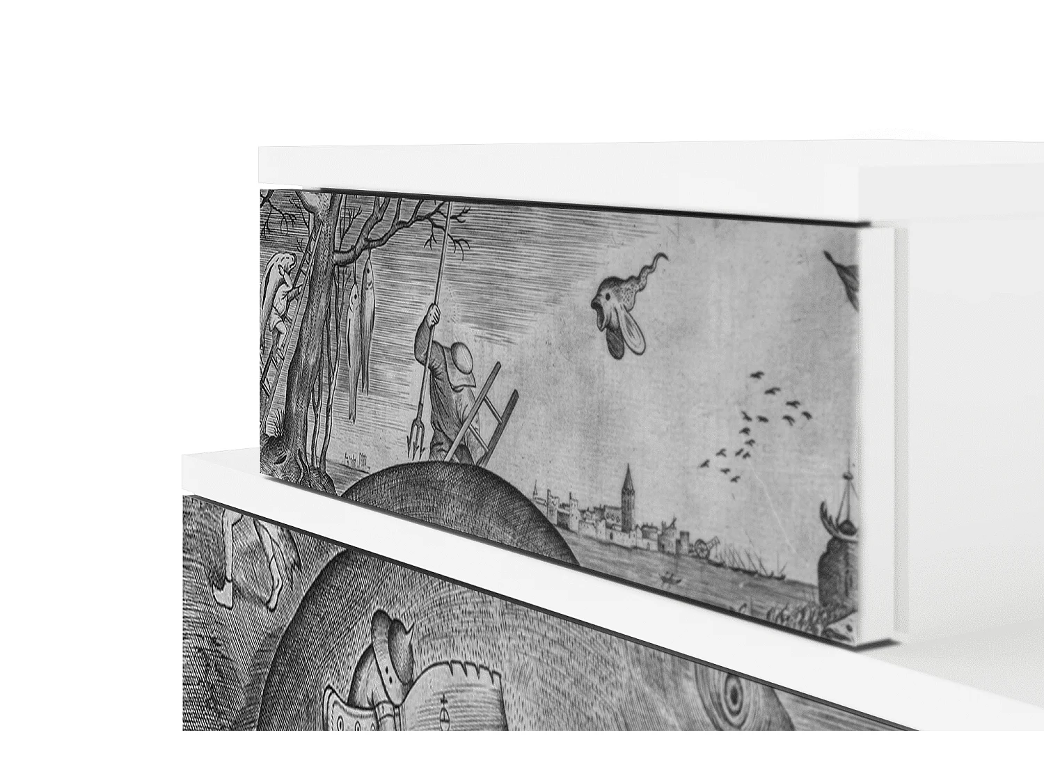 Comodino - 58х58х41 cm - NS1 - Big Fish Eat Little, Bianco