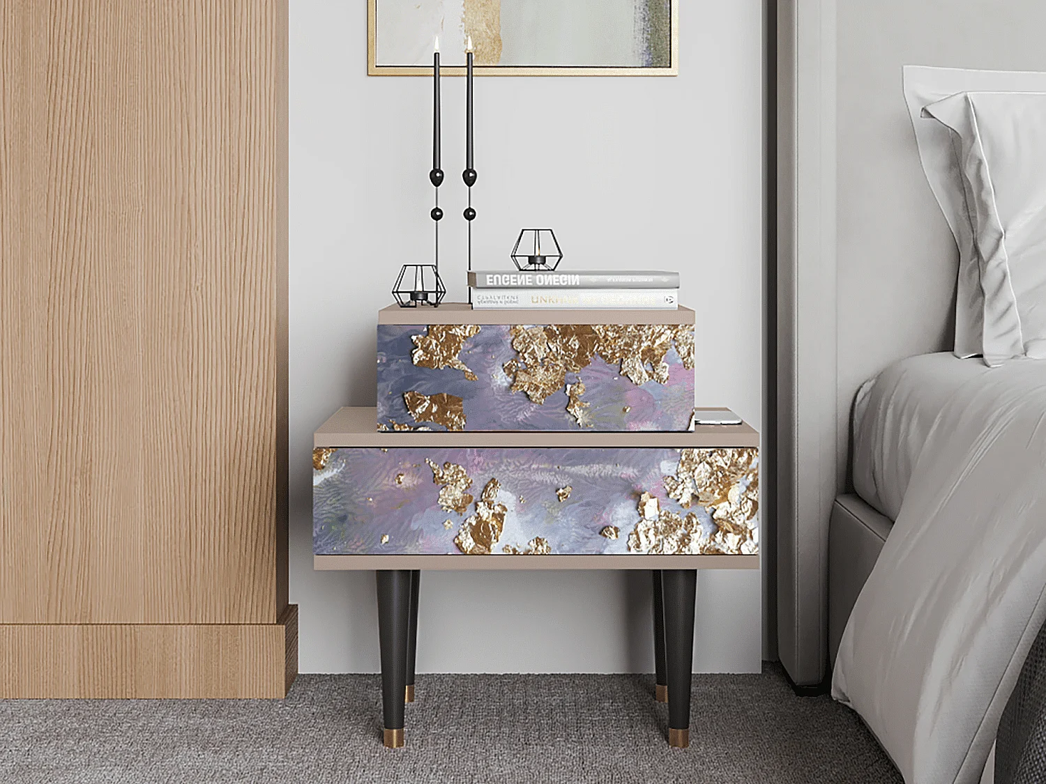 Criado-mudo - 58х58х41 cm - NS1 - Planet Earth, Latte