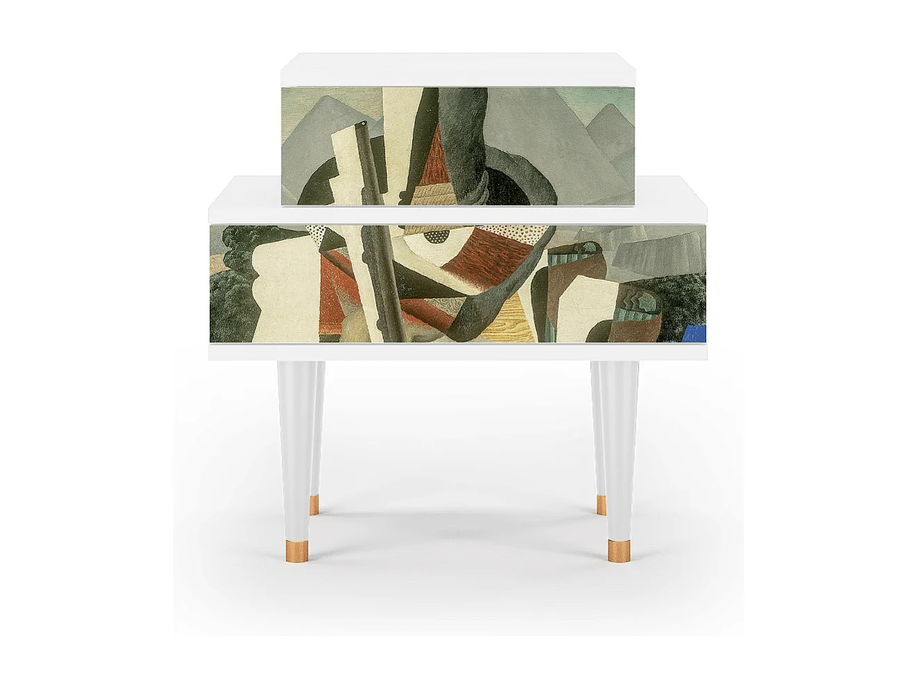 Stolik nocny - 58х58х41 cm - NS1 - The Cubist Paintings , Biały