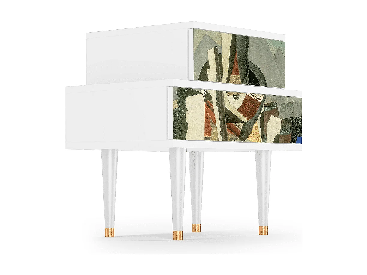 Criado-mudo - 58х58х41 cm - NS1 - The Cubist Paintings , Branco