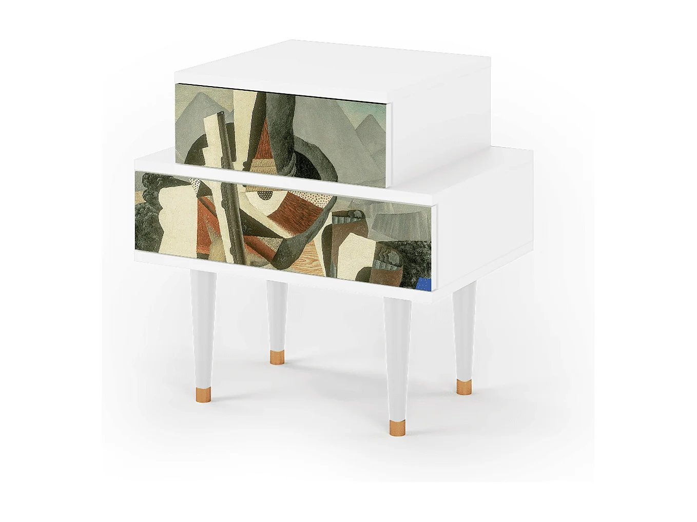 Stolik nocny - 58х58х41 cm - NS1 - The Cubist Paintings , Biały