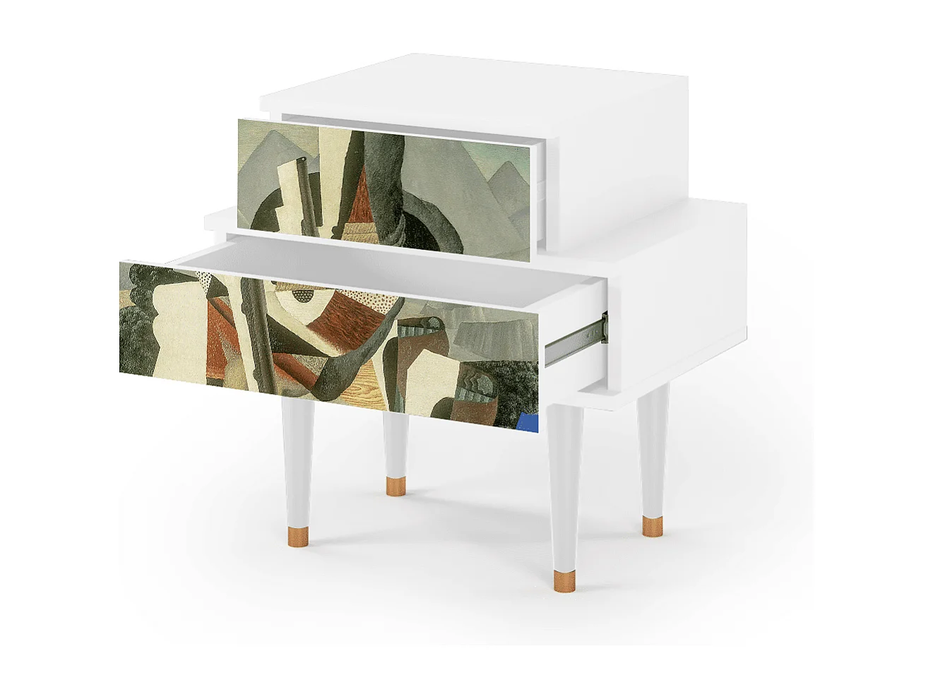 Stolik nocny - 58х58х41 cm - NS1 - The Cubist Paintings , Biały