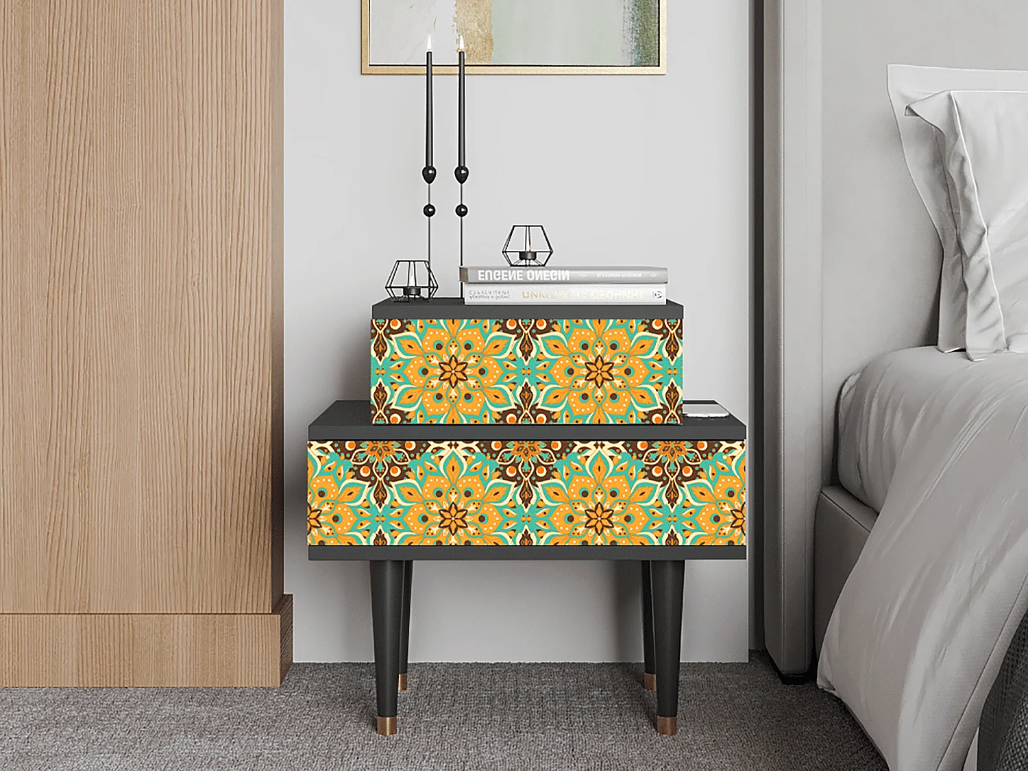 Table de nuit - 58х58х41 cm - NS1 - Indian Spices, Anthracite