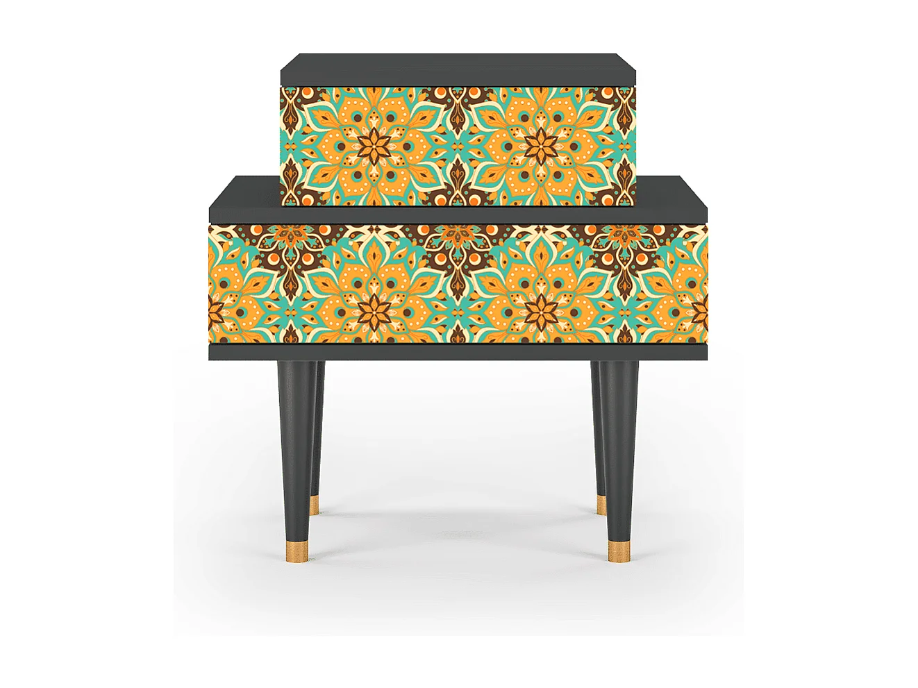 Stolik nocny - 58х58х41 cm - NS1 - Indian Spices, Antracyt