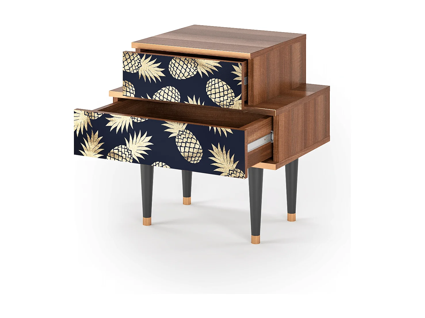 Table de nuit - 58х58х41 cm - NS1 - Sunny Pineaple, Noyer