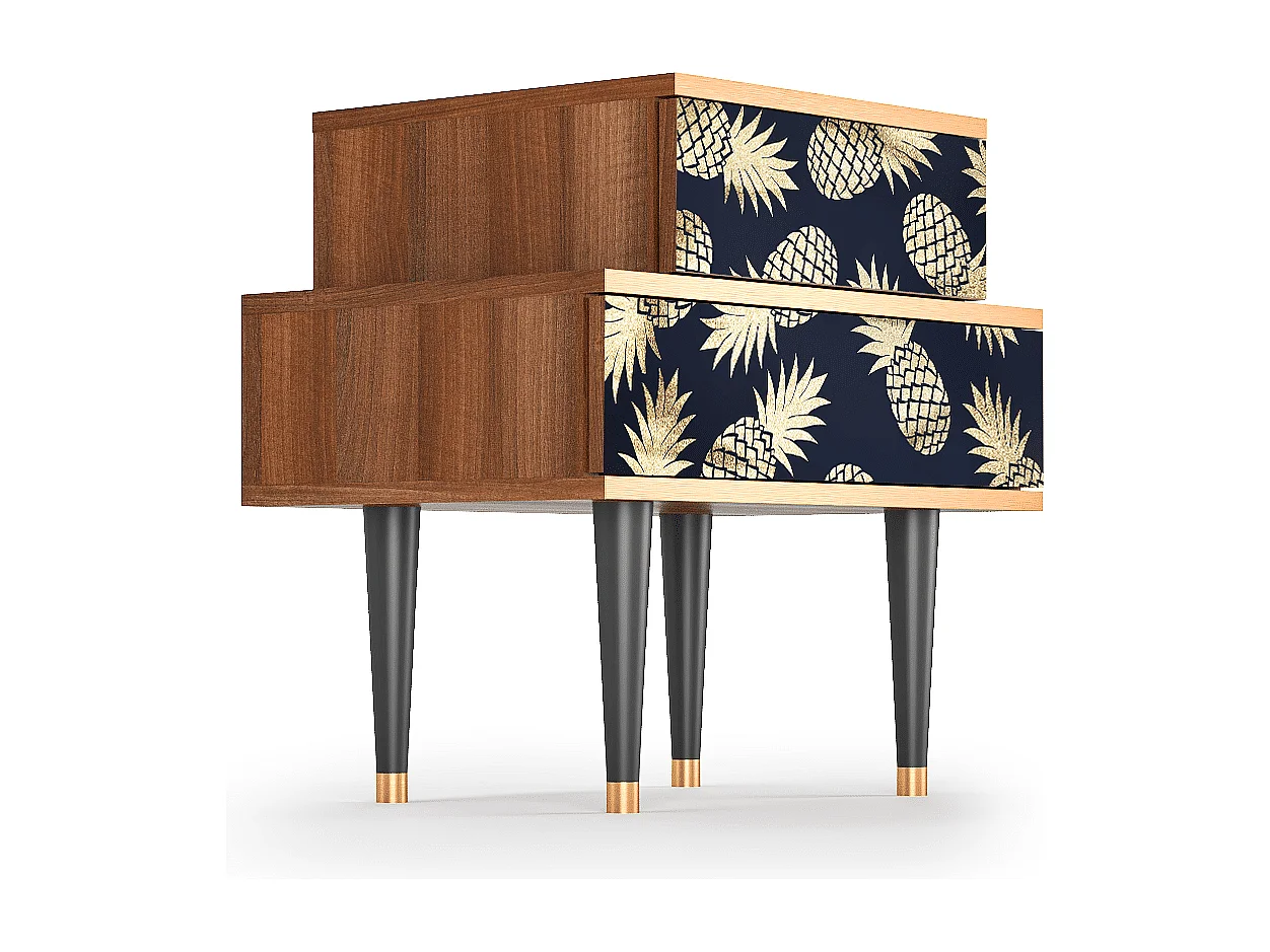 Table de nuit - 58х58х41 cm - NS1 - Sunny Pineaple, Noyer