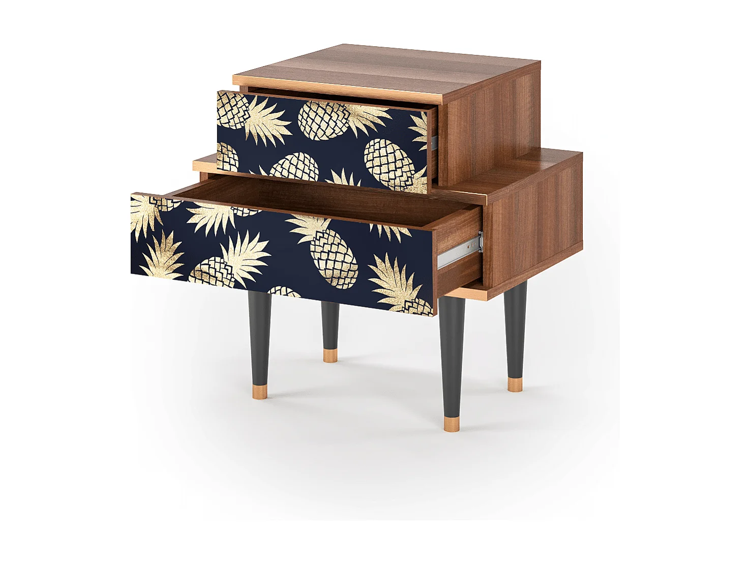 Stolik nocny - 58х58х41 cm - NS1 - Sunny Pineaple, Orzech