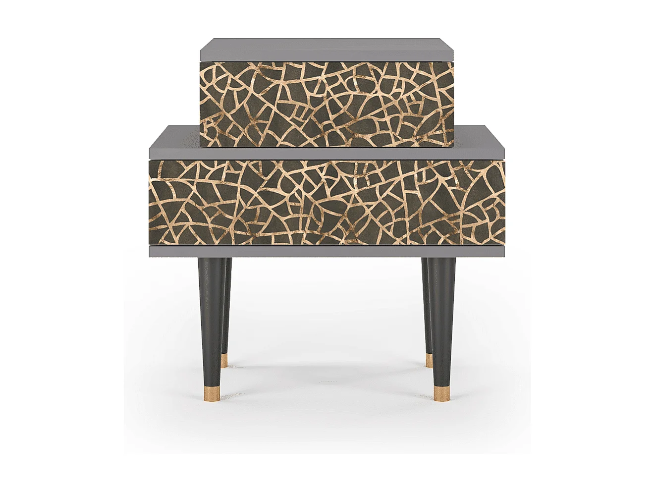 Stolik nocny - 58х58х41 cm - NS1 - Enlarged Leaf, Szary