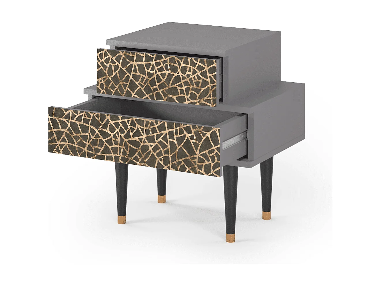 Stolik nocny - 58х58х41 cm - NS1 - Enlarged Leaf, Szary