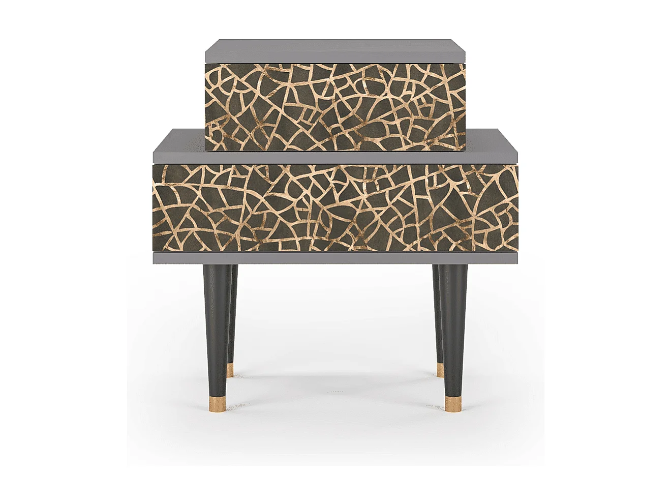 Stolik nocny - 58х58х41 cm - NS1 - Enlarged Leaf, Szary