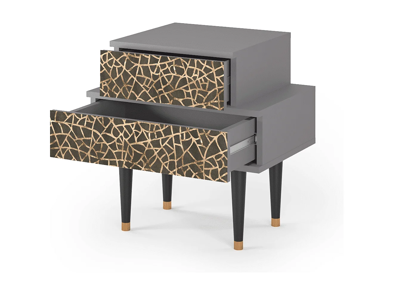 Stolik nocny - 58х58х41 cm - NS1 - Enlarged Leaf, Szary