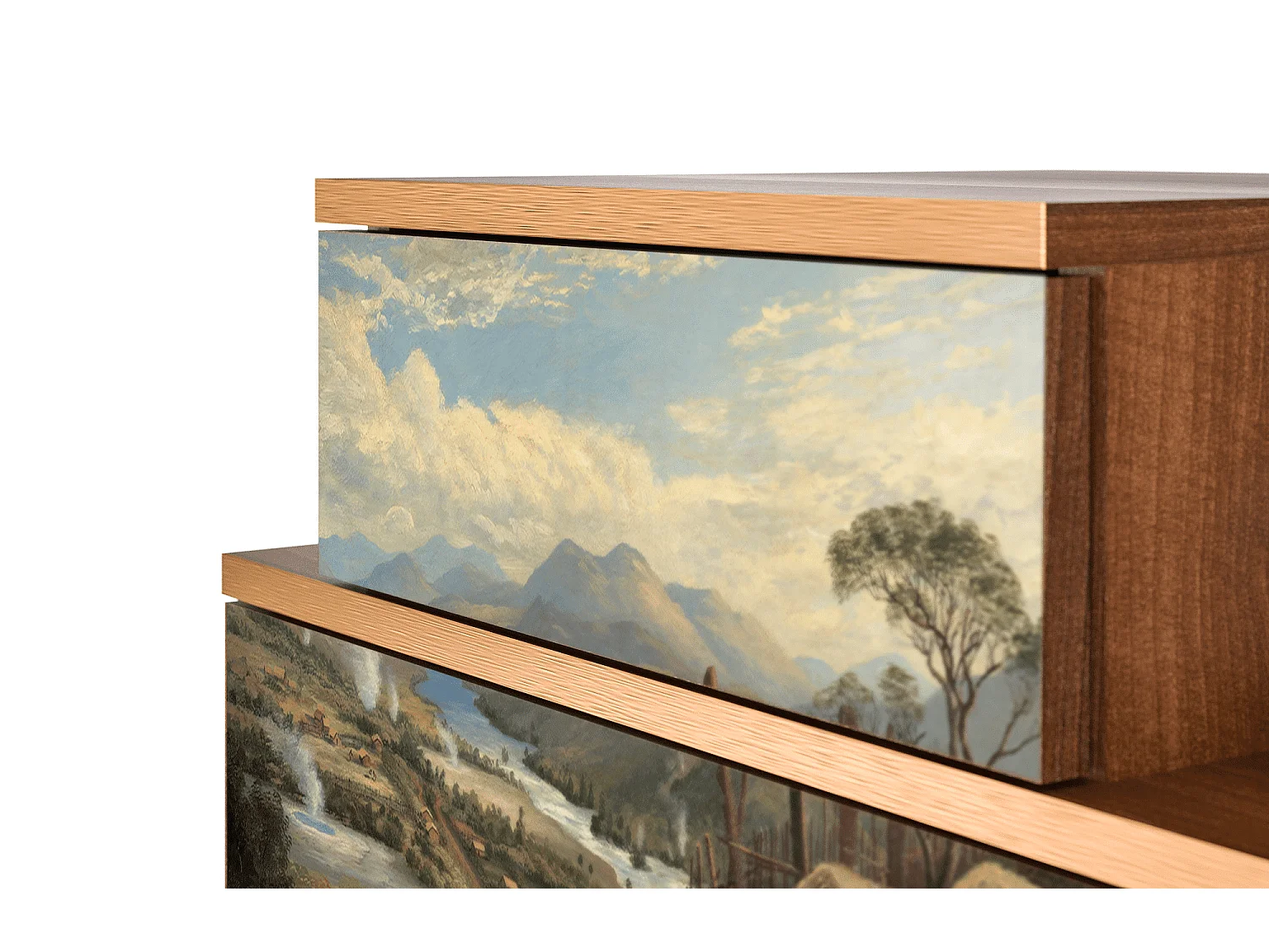 Criado-mudo - 58х58х41 cm - NS1 - View Across the Plains , Nogueira