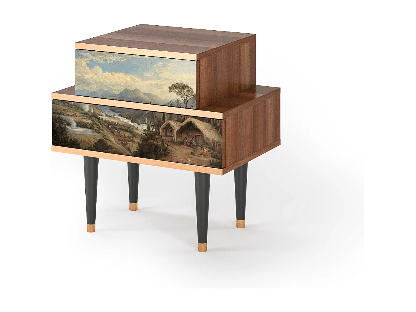 Stolik nocny - 58х58х41 cm - NS1 - View Across the Plains , Orzech