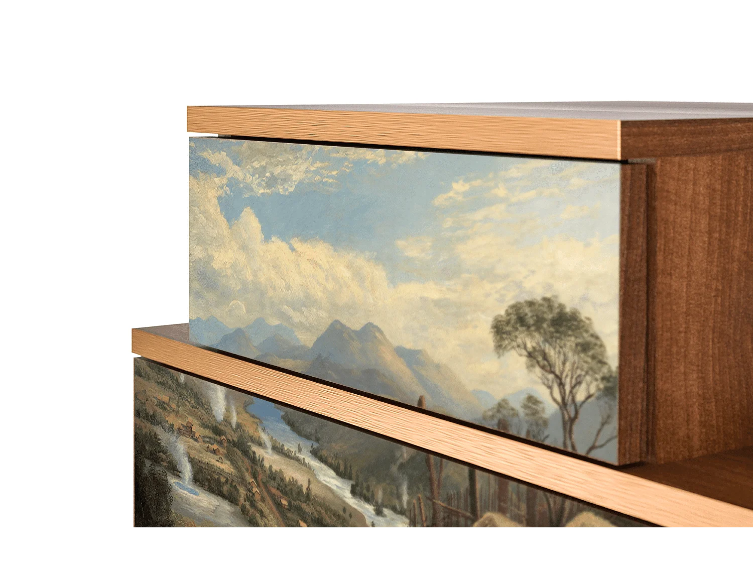 Stolik nocny - 58х58х41 cm - NS1 - View Across the Plains , Orzech