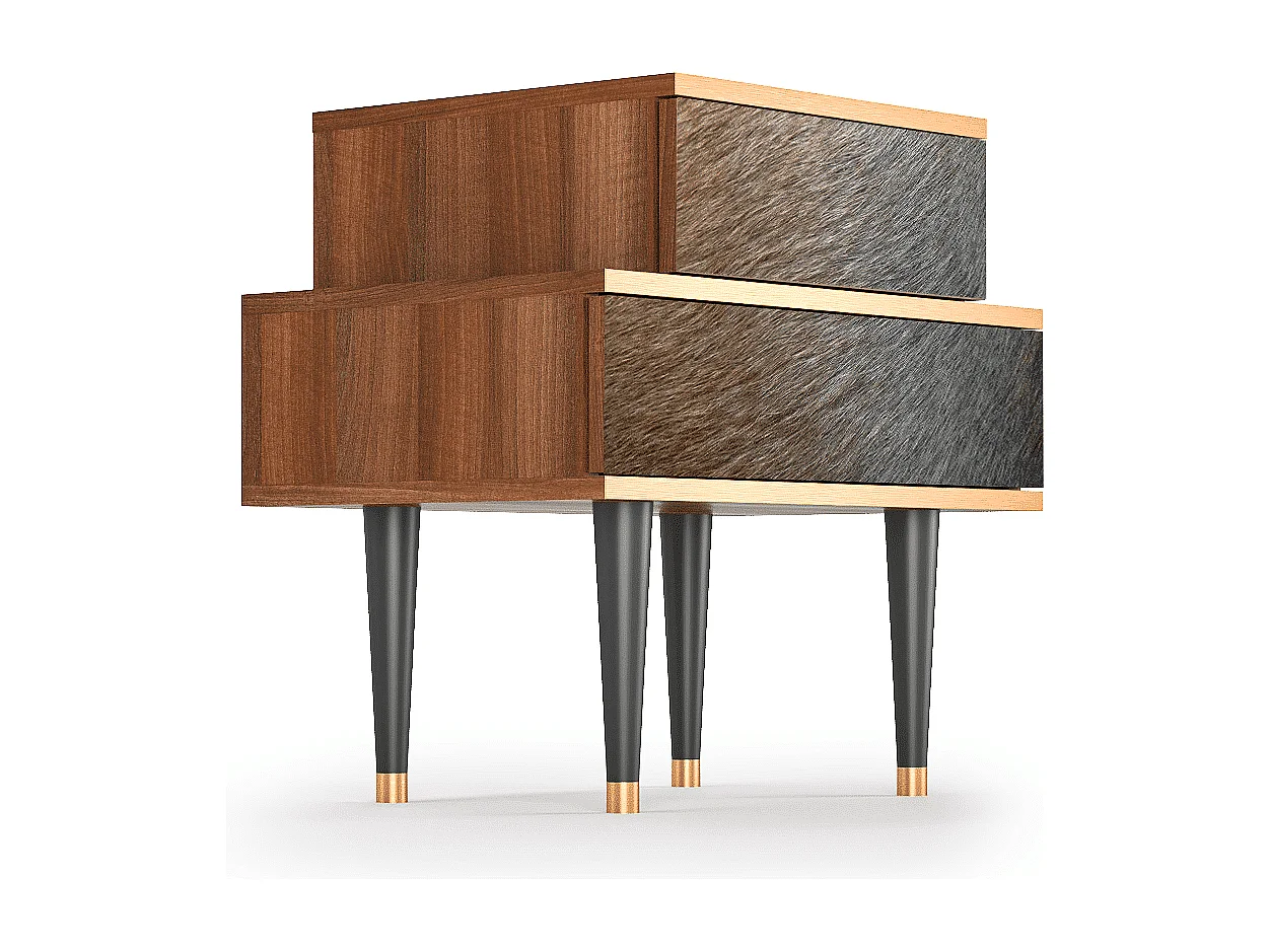 Table de nuit - 58х58х41 cm - NS1 - Peanut Hair, Noyer