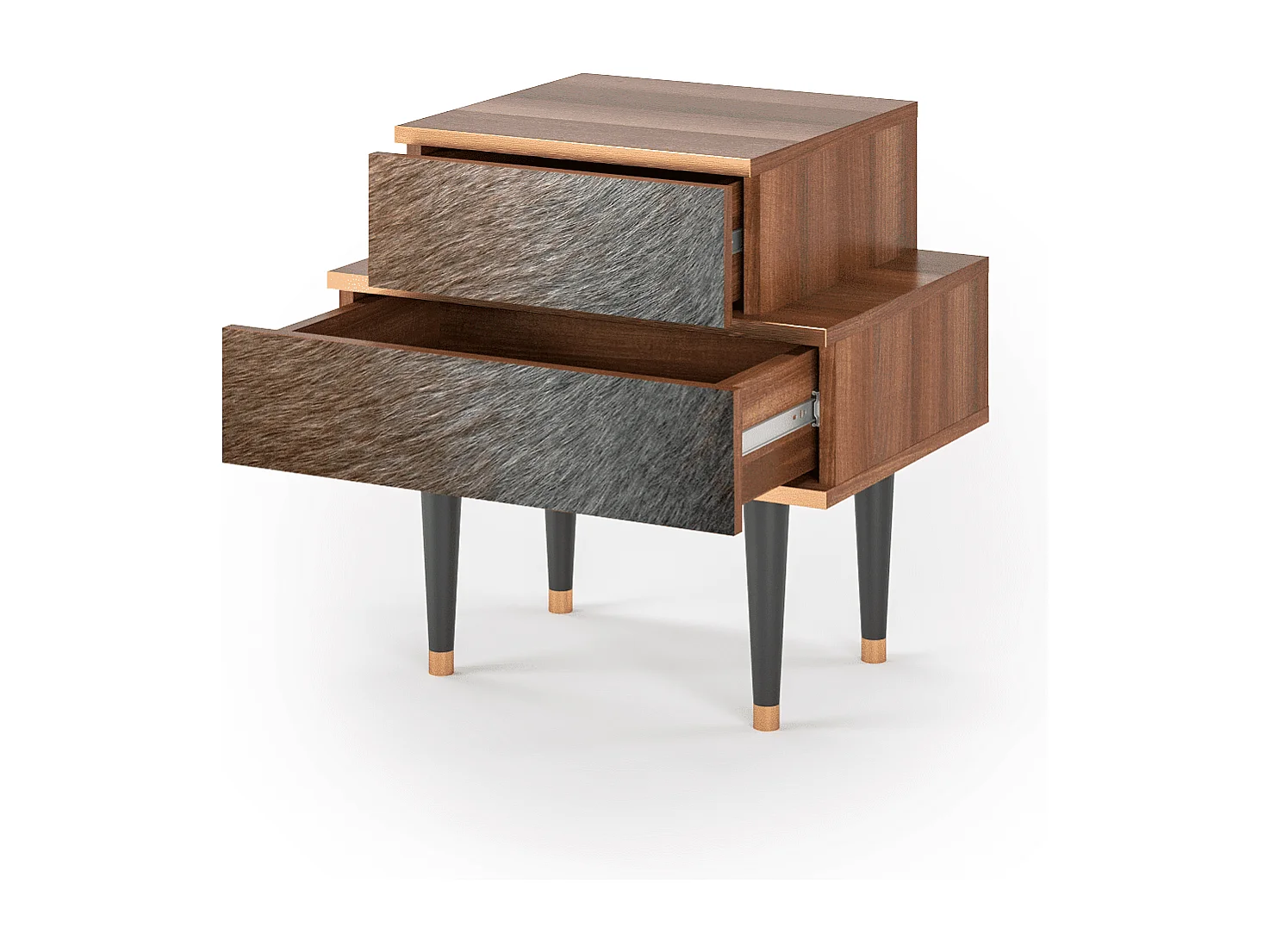 Table de nuit - 58х58х41 cm - NS1 - Peanut Hair, Noyer