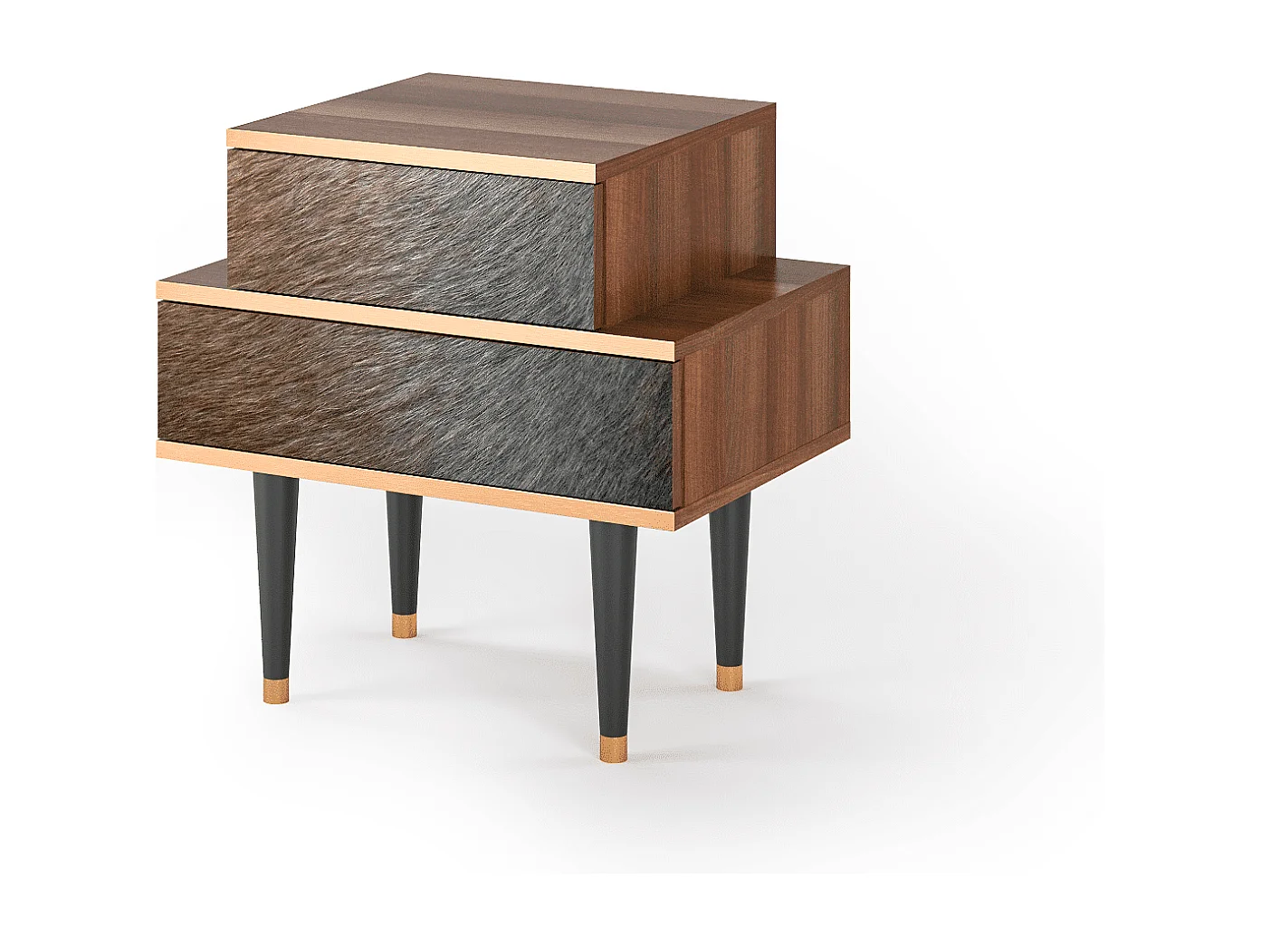 Table de nuit - 58х58х41 cm - NS1 - Peanut Hair, Noyer