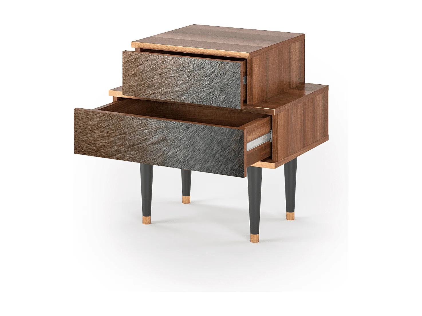 Table de nuit - 58х58х41 cm - NS1 - Peanut Hair, Noyer