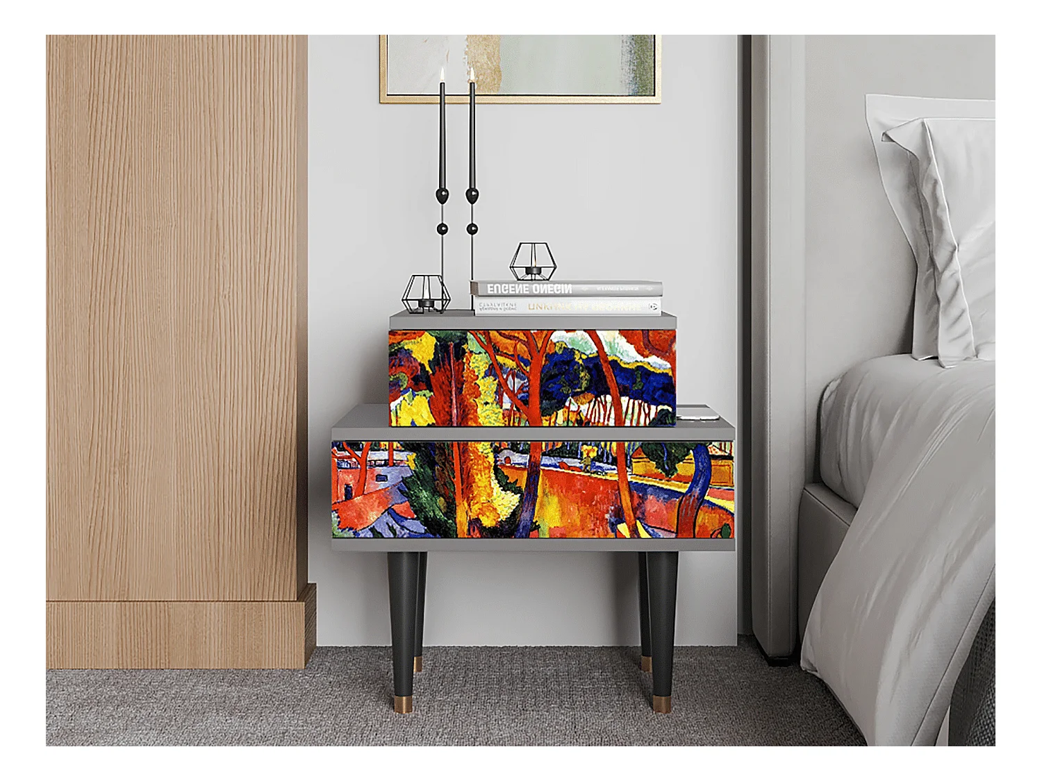 Table de nuit - 58х58х41 cm - NS1 - The Turning Road, Gris