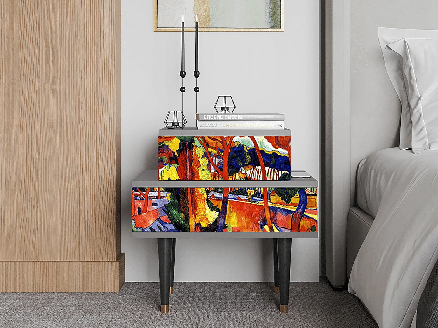 Table de nuit - 58х58х41 cm - NS1 - The Turning Road, Gris