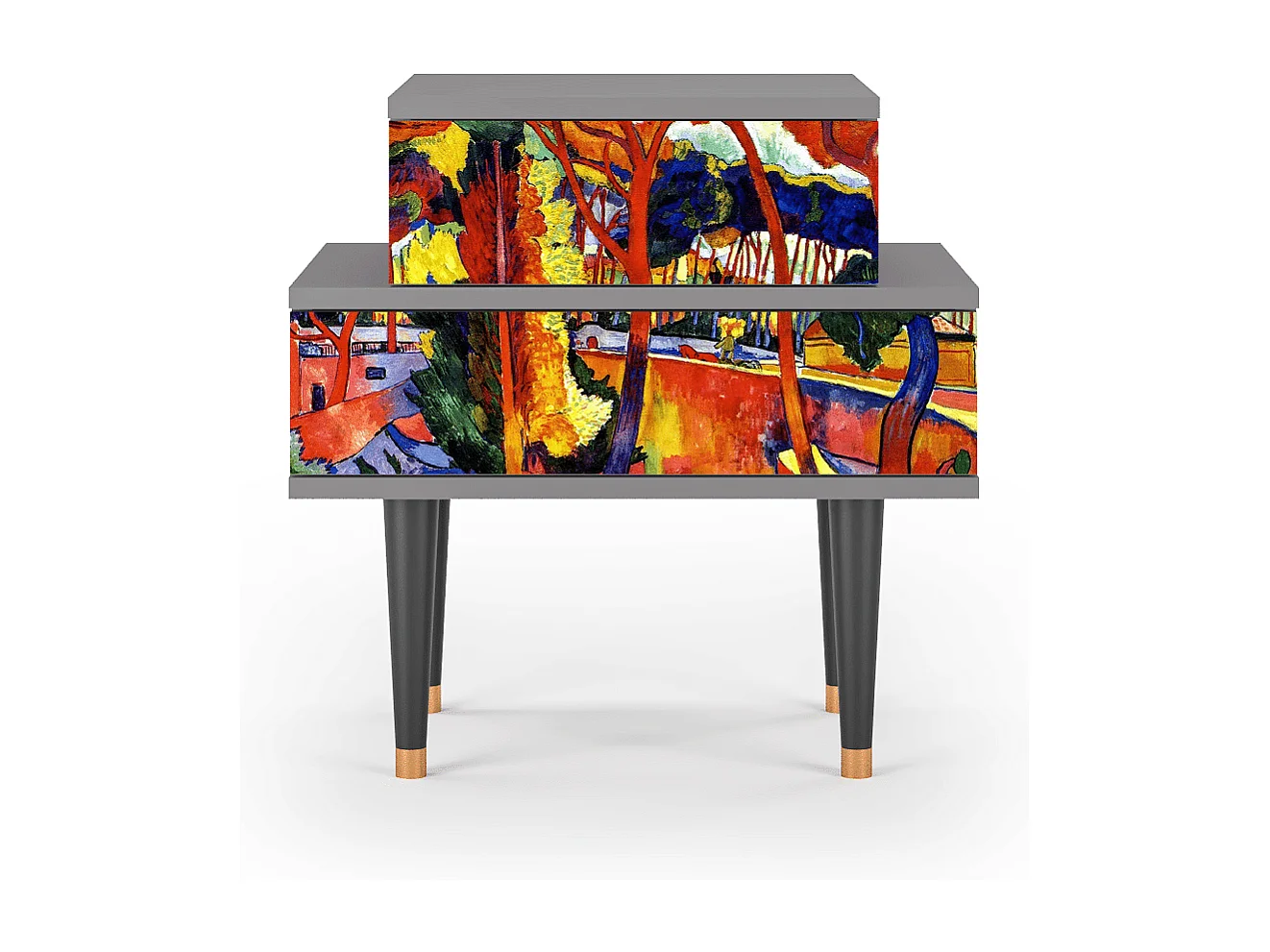 Stolik nocny - 58х58х41 cm - NS1 - The Turning Road, Szary