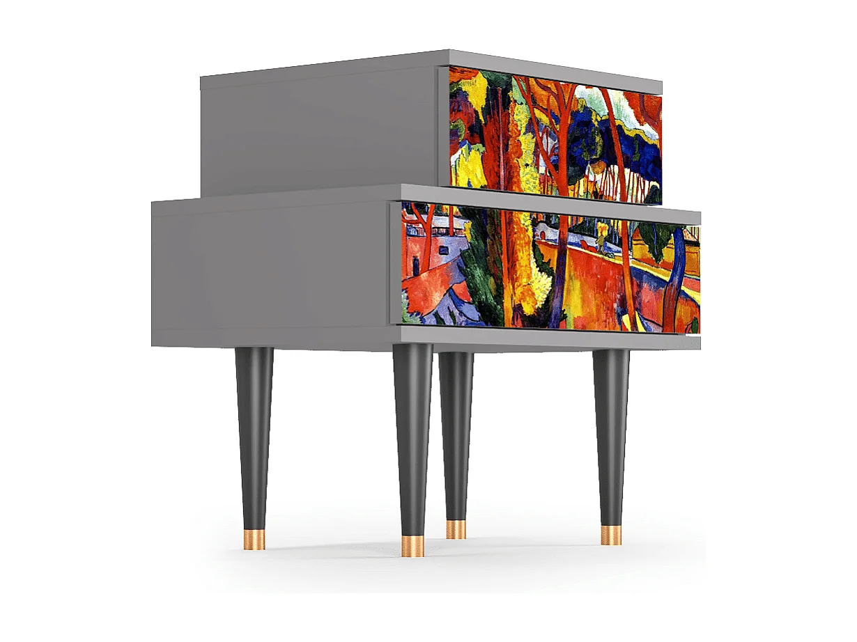 Stolik nocny - 58х58х41 cm - NS1 - The Turning Road, Szary