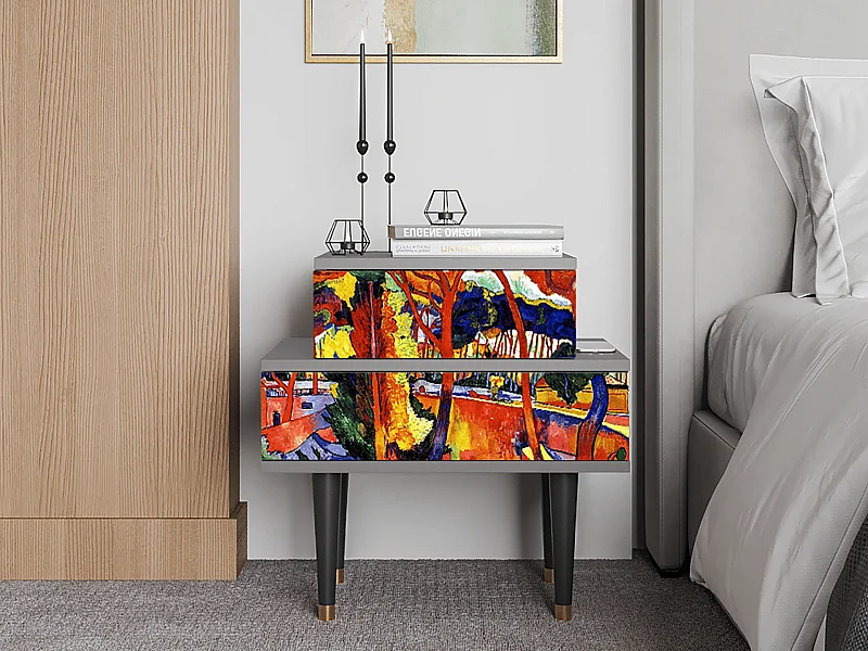 Stolik nocny - 58х58х41 cm - NS1 - The Turning Road, Szary